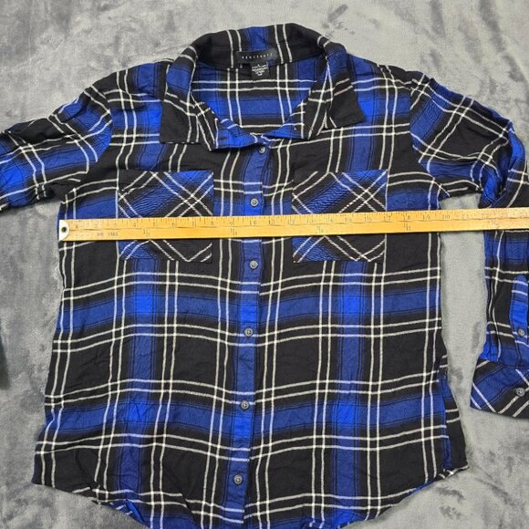 Sanctuary Blue & Black Plaid Button Down Shirt | Women’s Medium - Picture 8 of 13